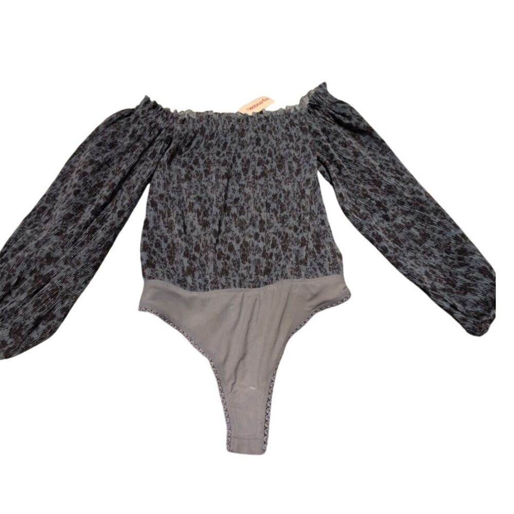 Free People Floral Off-Shoulder/Square Neck Long Sleeve Bodysuit XS NWT - Picture 4 of 5